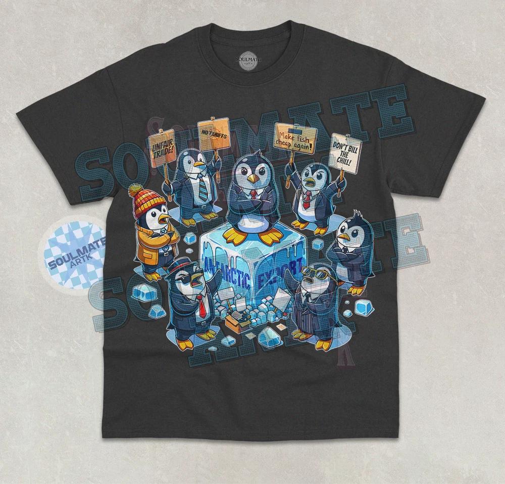 Penguins Resists T-Shirt Anti Tariff Trump Penguin Island Unisex Graphic Shirt 3XL
