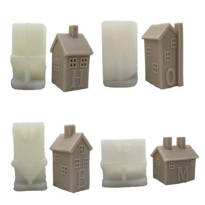 4 Stück Hausförmige Silikonformen Kerzen-Silikonformen für Kerzen-Tischdekorationen Gipsdekorationen