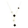 Double-Sided Four-Leaf Clover Tassel Pendant Necklace for Women