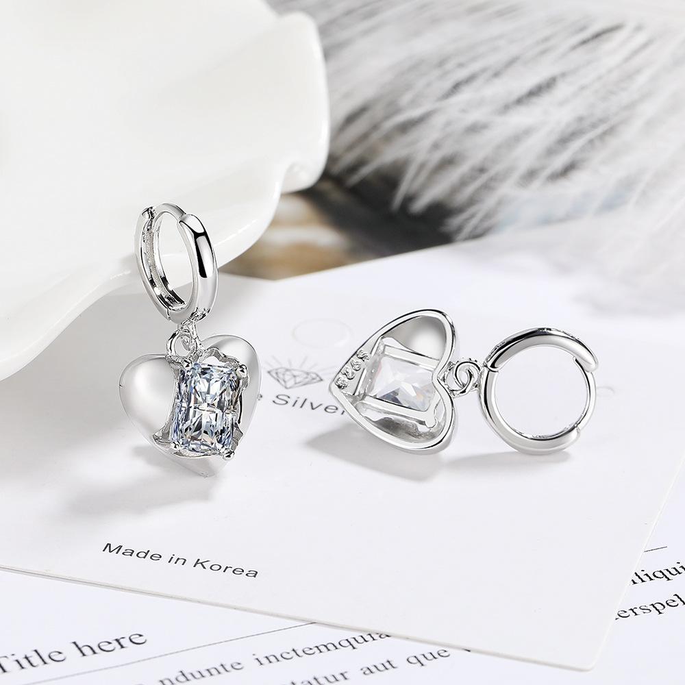 New 925 Sterling Silver Heart Stud Earrings For Women High Quality Exquisite Student Girlfriend Jewelry Accessories Heart GiftGood Product