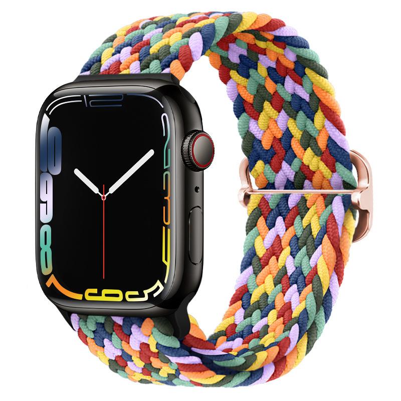 

Еластичний плетений нейлоновий ремінець f Smart Apple Watch Band 40 41 44 45MM Iwatch SE8 7 5 6 , Alloy Buckle Sport Soft Breathable Accessories Strap Blet Bracelet 42/44/45/49mm