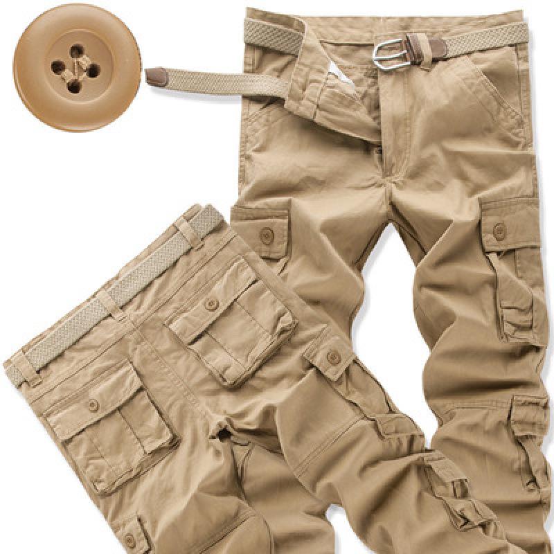 Men's Loose Fit Cotton Tactical Pants with Multi-Pockets