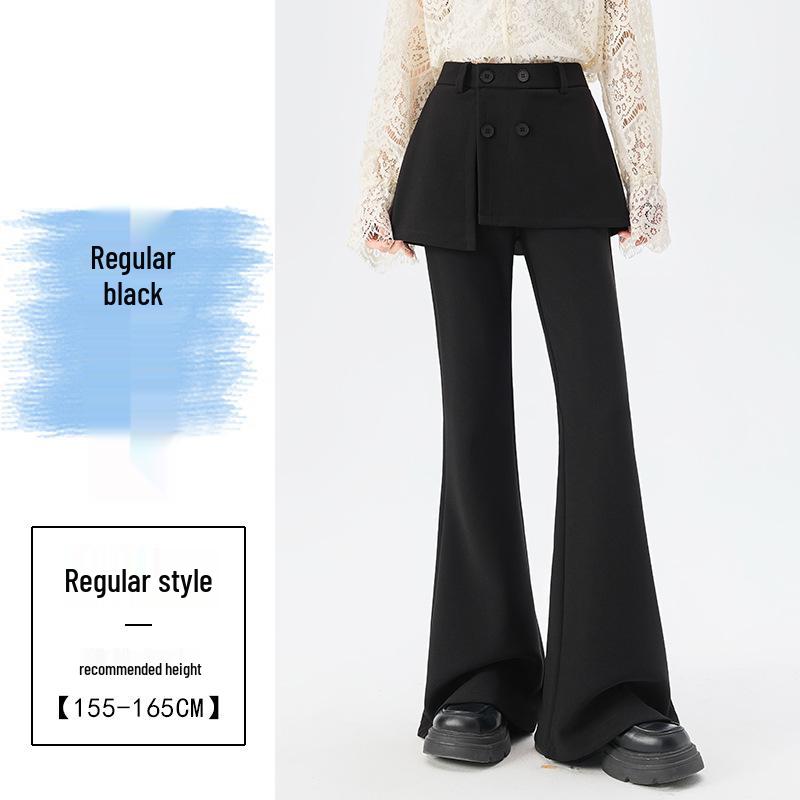 

Women s 2026 Spring High-Waisted Fake Two-Piece Harem Flare Pants with Belt - Slimming Casual Bell Bottoms Large
