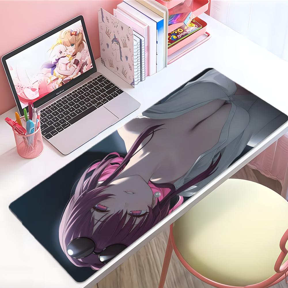 Gaming Mouse PadDesk MatAntislip BaseStitched EdgesPurple Hair Anime Girl Collage Print Keyboard Pad for Gamer Home Office