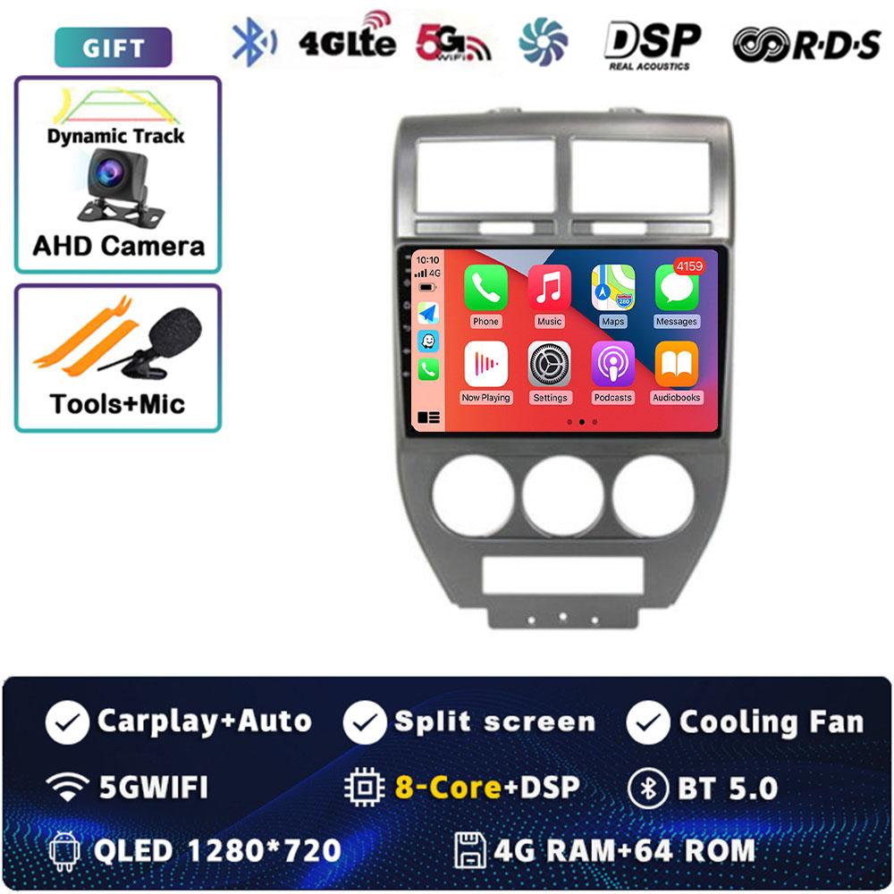 Android 14 CarPlay Car Radio for Dodge Caliber Jeep Compass 1 MK Patriot 2006 - 2010 Multimedia Navigation GPS Stereo Auto Video