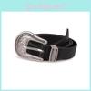 Retro Leatherlike Belt With Ornate Silver Buckle And Natural Texture For Casual Wear