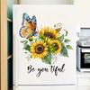 Sunflower and Butterfly PVC Fridge Decals, Self-Adhesive Wall Stickers for Living Room Bedroom Home Decoration