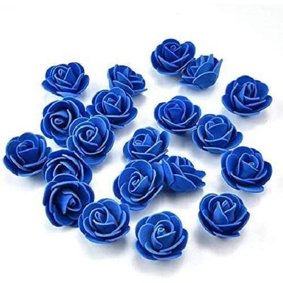 Künstliche Mini Blaue Rosenblume zur Dekoration, Heimdeko und Basteln Faux-Blumen (Für dich: 3cm, Packung mit 100)