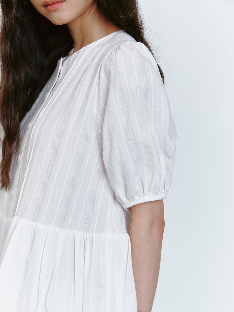 GANISONG Forest Fairy Button Dress_Cotton White