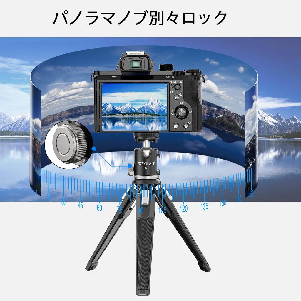 WEYLLAN G3 Mini Ball Head with Cold Dual Locking Knob 3kg Weight Panorama Aluminum Alloy Construction for Camera and Compatible with and More Shoe,