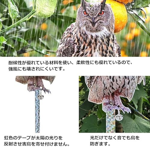 Sac Taske Bird Repellent, Realistic Owl Design, Bird Scare, Pigeon Repellent, Crow Repellent, Bird Pest Control (Set of 2 Horned Owls)