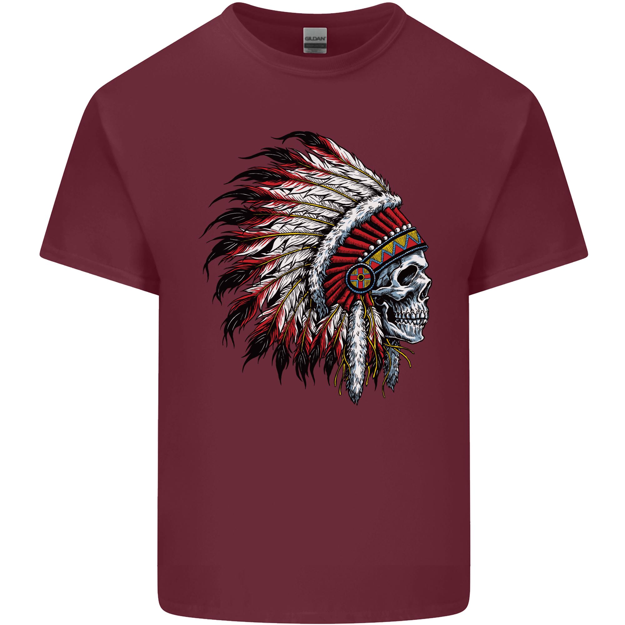 Indian Skull Headdress Biker Motorbike Unisexs Light Cotton TShirt S