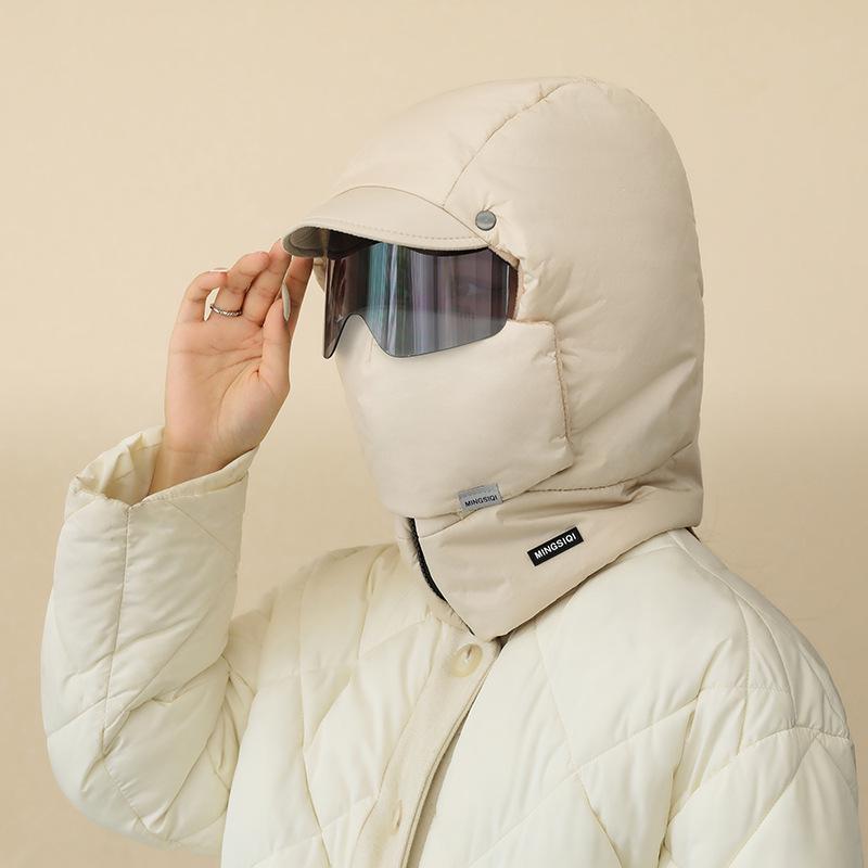Winter Solid Color Windproof Lei Feng Hat & Scarf: Integrated Cycling Ear Protection & Warmth