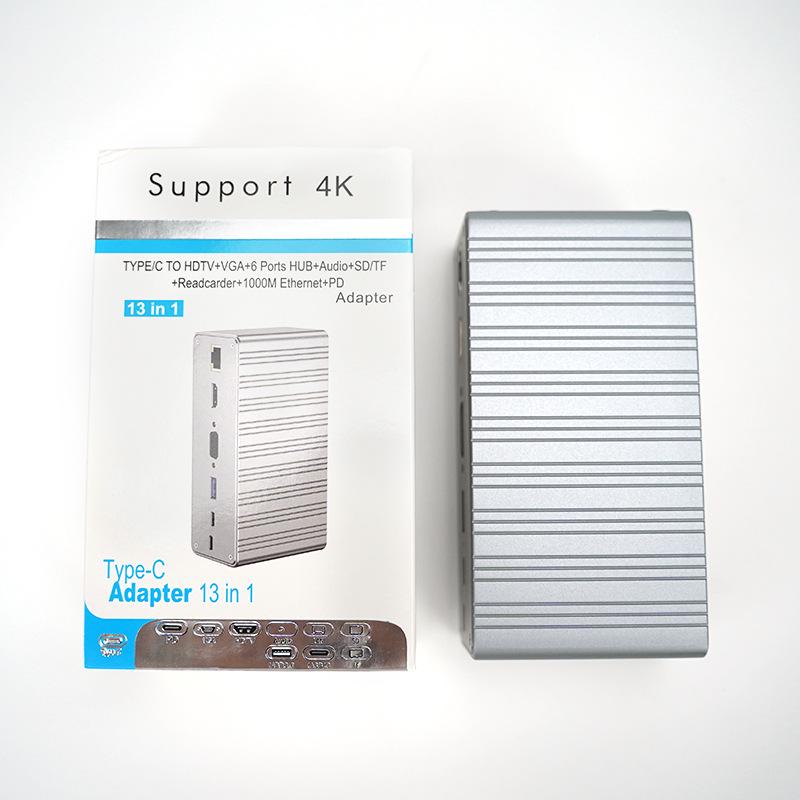 13-in-1 Multi-Port Type-C Hub with Vertical Extender