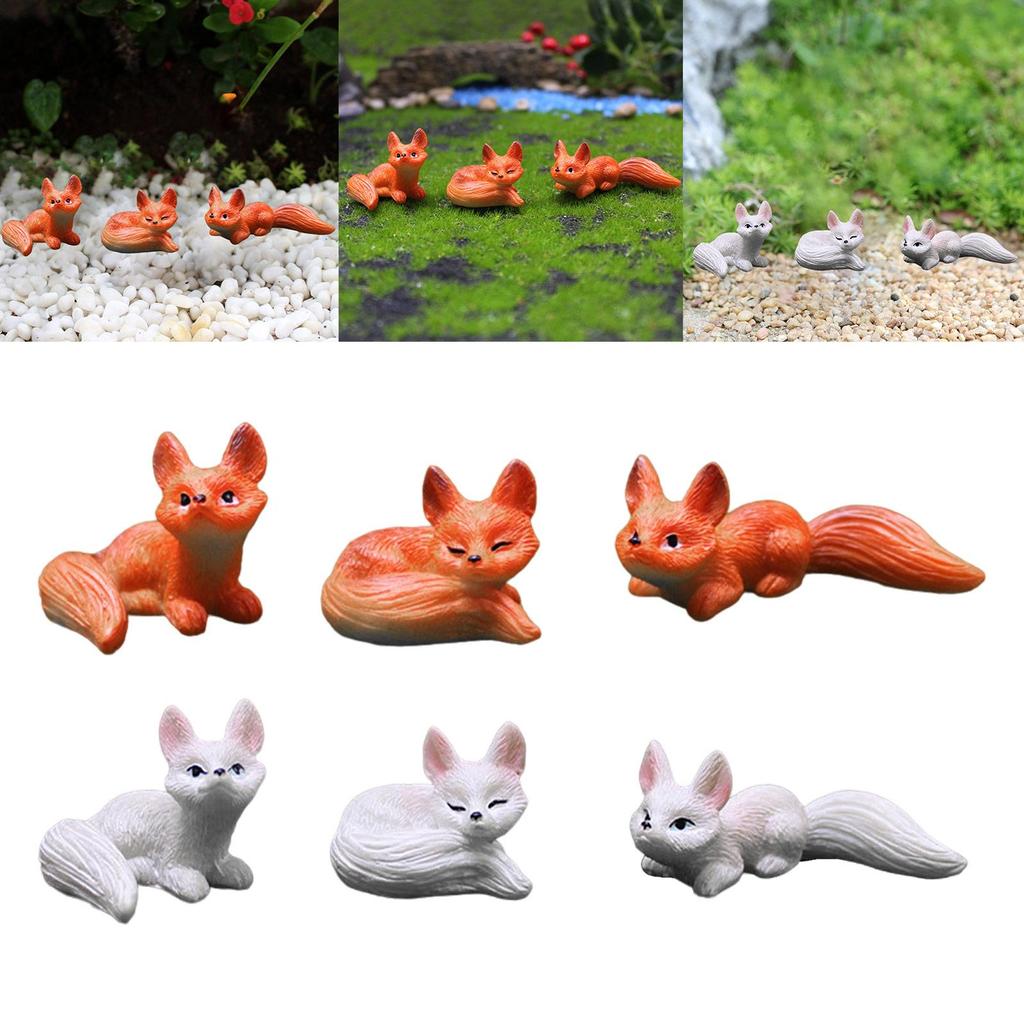3Pcs Garden Fox Miniature Figurines Garden Decor for Outdoor Garden Yard
