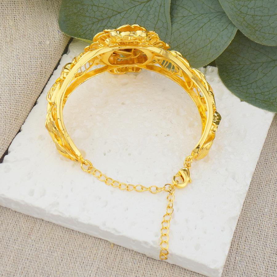 Exquisite Middle Eastern & African Copper Flower Bracelet - Arabic Luxury Charm for Ladies, Ideal Wedding & Banquet Gift