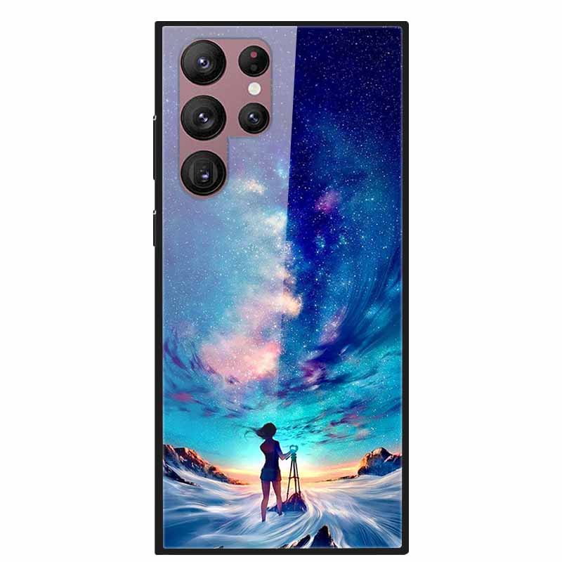 For Samsung Galaxy S22 Ultra 5G Phone Case Tempered Glass Back Cover Hard Case For Samsung  S22 Plus S 22 Capa Shell Funda Coque