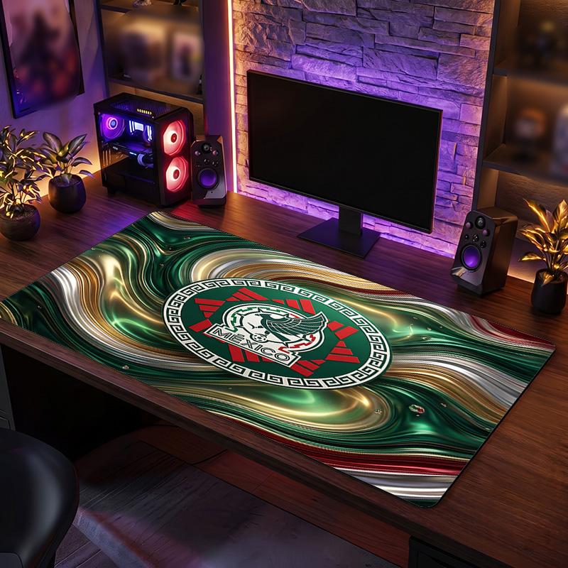 Mexico footbal Crest Mouse Pad, Extended Non Slip Rubber Desk Mat for Gaming Office Laptop Fan Gift