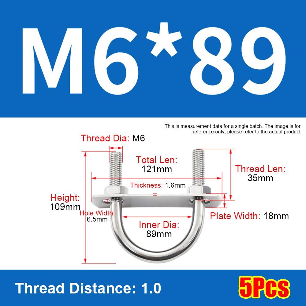 1Set Screws M6 Round Tube Clamp 304 Stainless Steel Right Angle U-bolt Round Bolt  for Round Tube