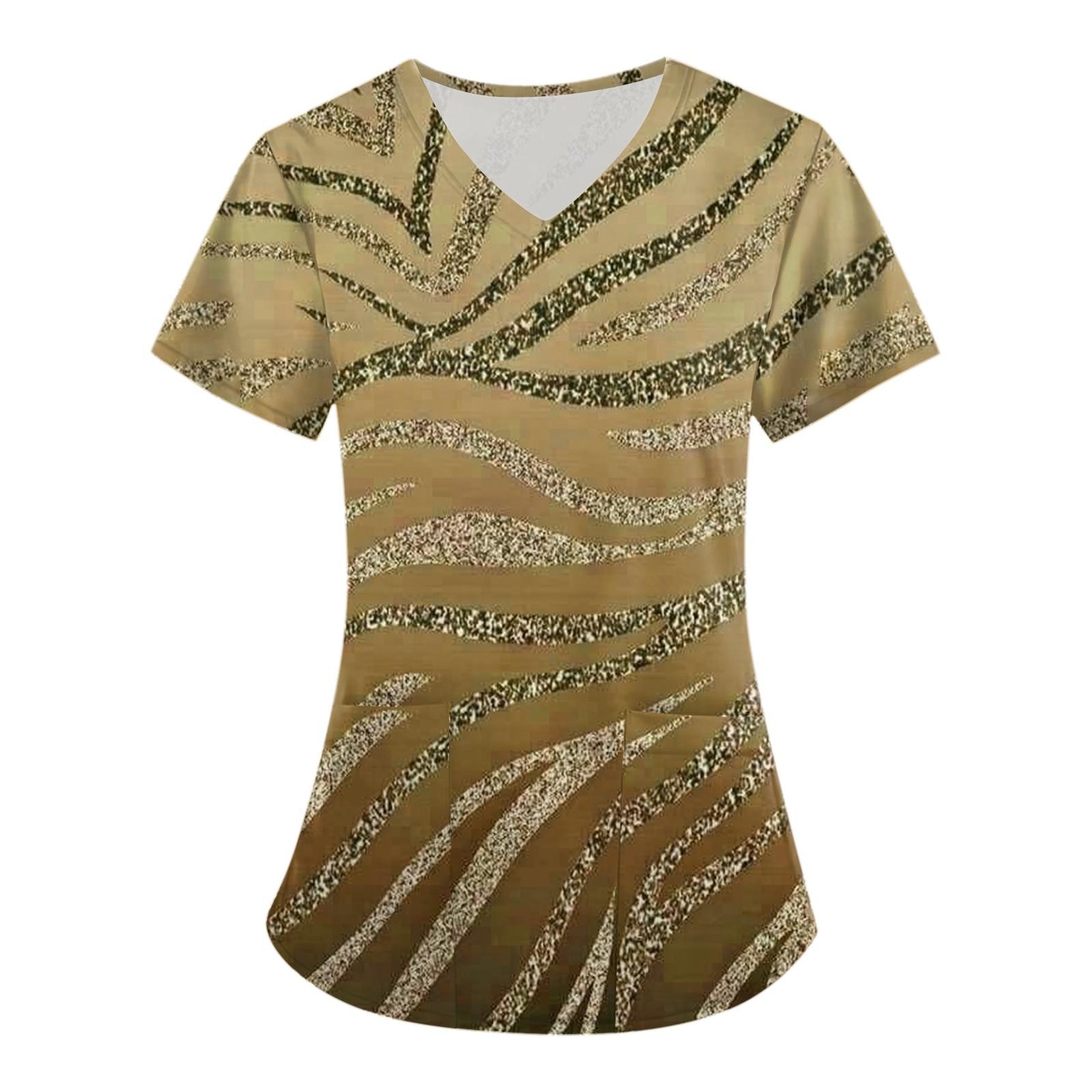 

Женская мода с коротким рукавом и карманами, рабочая одежда в полоску, рабочая одежда с принтом, топы L