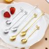 Gold Leaf Stainless Steel Spoon - Creative European Style Fruit, Coffee, Stirring, and Dessert Spoon Gift
