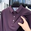 Men's Polo Shirt Lapel Long Sleeve T-Shirt Autumn Exquisite Dog Embroidery Fashion Business Handsome Men's Wear