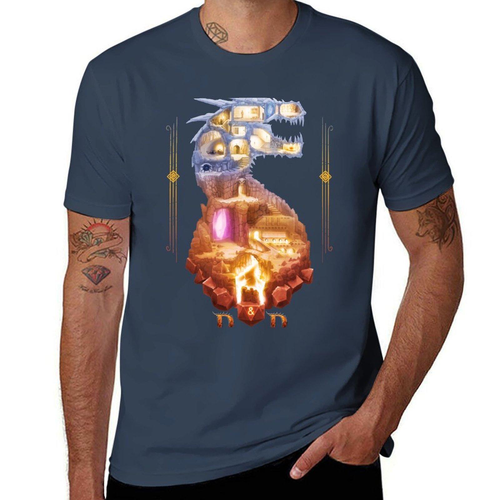 The Dragon Dungeon Tshirt Basic Simple Design Short Sleeve Shirt S