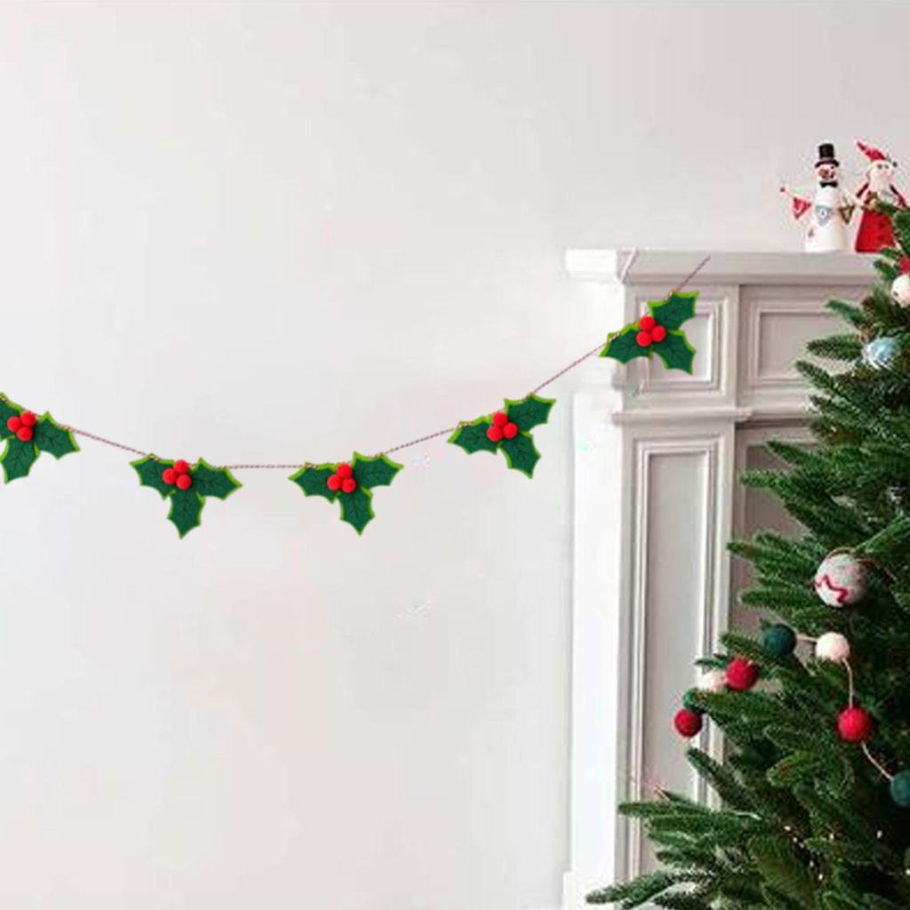 180cm Christmas Felt Garland Decoration Lightweight Multipurpose Reusable for Staircase Mantle Decor Foldable Ready To Hang