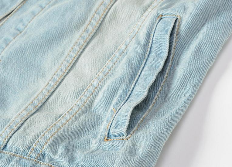 Korean Style Slim Fit Men's Light Denim Vest with Pockets