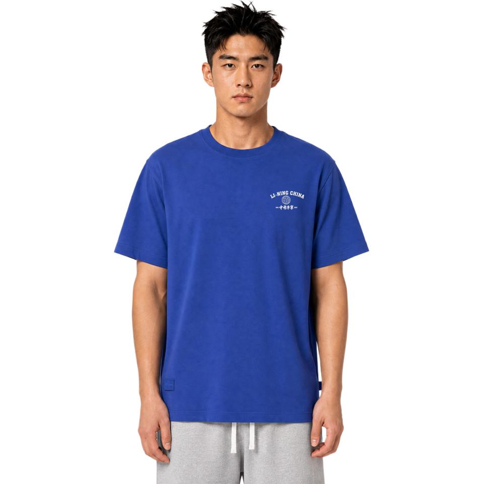 Li Ning Revive Comfort Loose Short Sleeve T-Shirt Unisex Tops Blue AHSW983-3