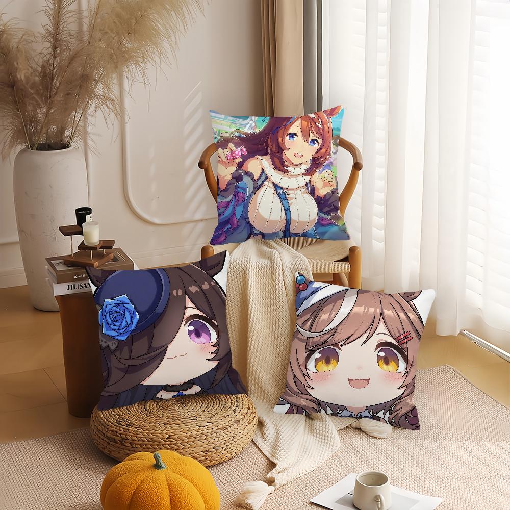 Anime Umamusume Pretty Derby Super Creek Pillow Case Office Cushions Suitable For Sofa Car Bedroom Decorative Cushion Cover