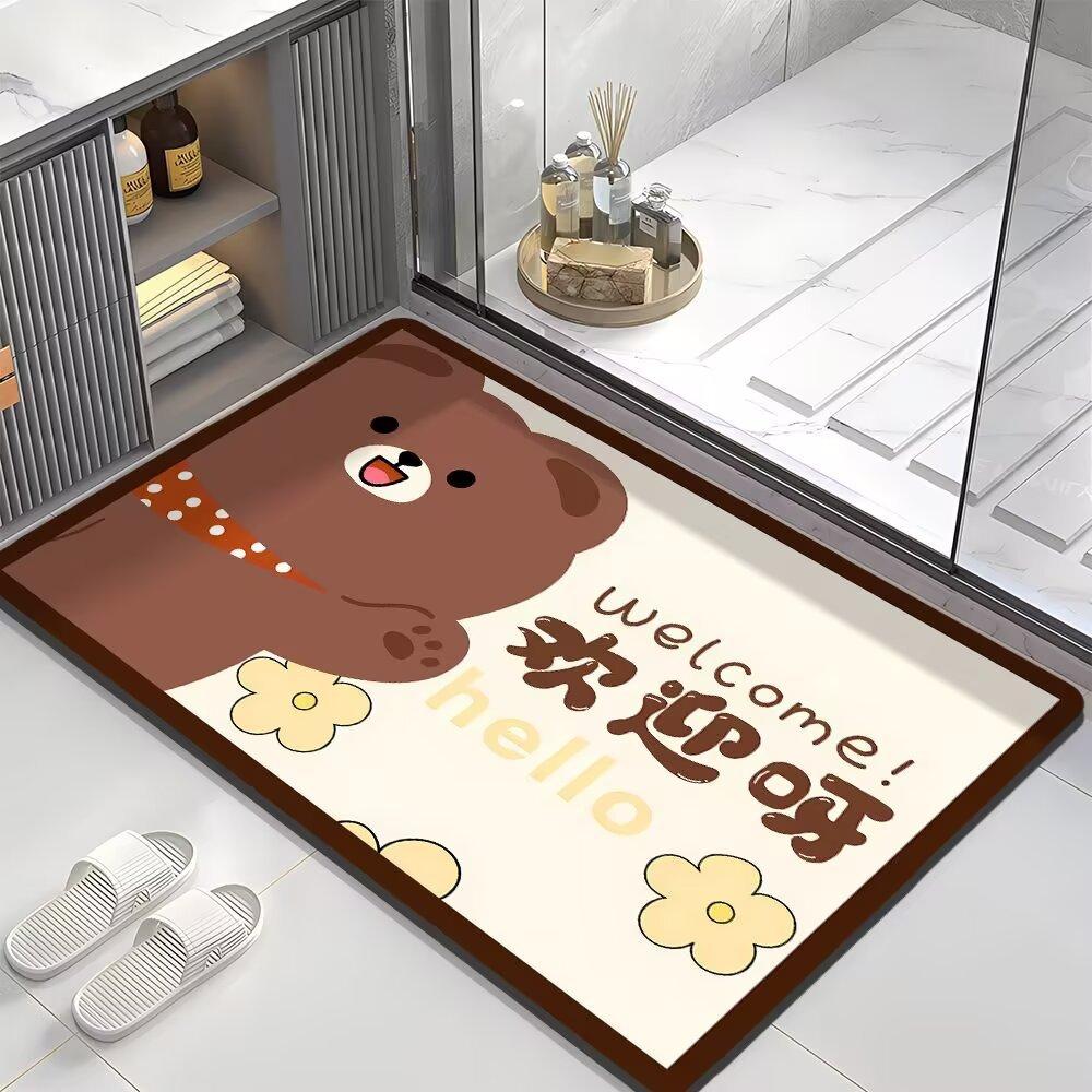 Cartoon Panda Bathroom Floor Mat Bathroom Water Absorption Quick Drying Dirt Resistant Anti Slip Diatom Mud Foot Mat