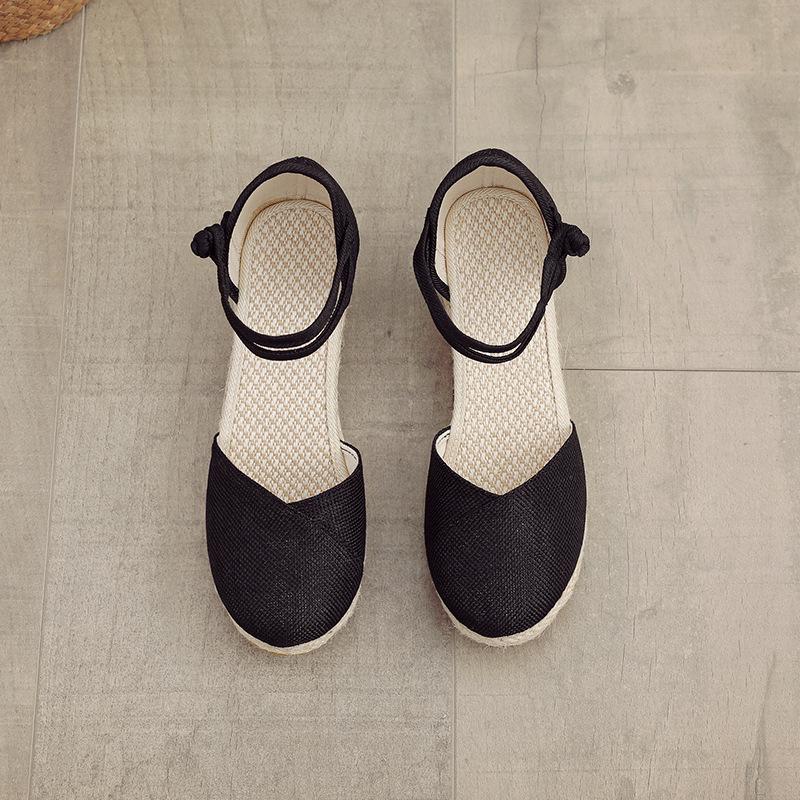 

Женские летние босоножки-клинья на одном ремешке: Универсальный, Однотонный, С пряжкой, Дышащий, Высокий каблук 41