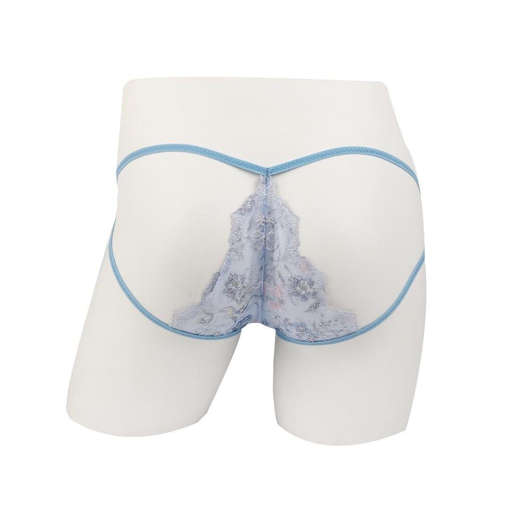 NT03 Men's Low-Rise Lace Thong with Floral Embroidery - Breathable & Sexy Underwear