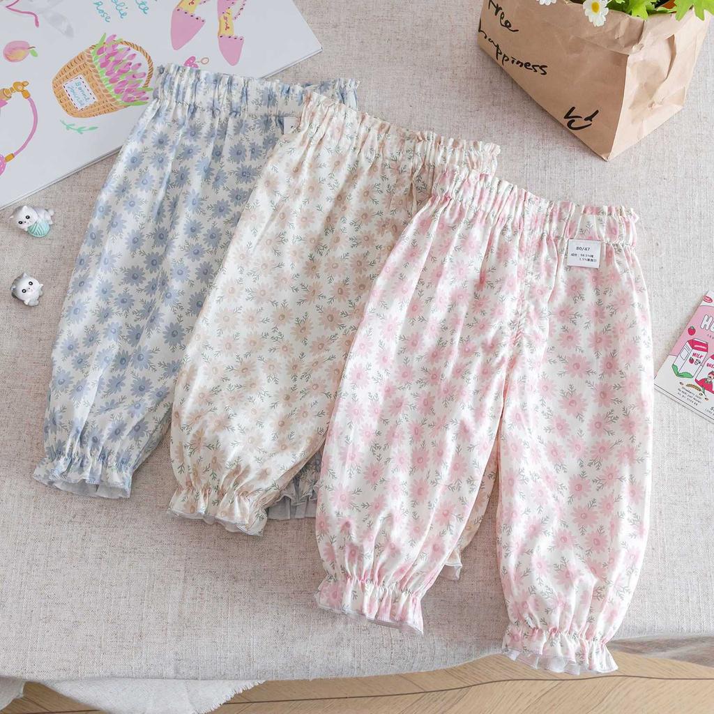 Kinderkleidung Sommer Neuheit Baby Sommer Mückensichere Hose Kinder Spitzen Lange Hose Floral Mückensichere Hose