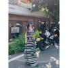 Tulle dress women's summer new models are popular this year, fake two contrasting stripes long vest skirt