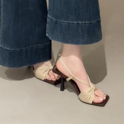 New Retro Medieval French Sandals Women's Niche Design Feeling Open-toed Back Strap Stiletto High Heels Summer Stepping On Shit Feeling