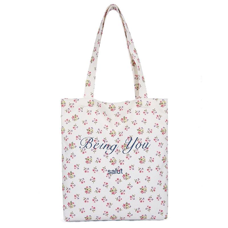 Large capacity broken flower canvas bag tote bag flower niche women's bag shoulder bag