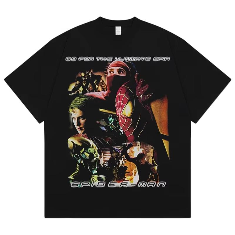 

SpiderUnisex Movie Vintage TShirt Marvel Superhero Graphic Tee Retro Heavy Cotton Streetwear For Unisex Women M