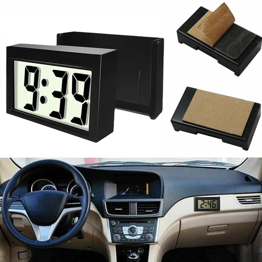 Mini hodiny do auta Auto Nákladní vozidlo Palubní deska Čas Samolepicí držák Vozidlo Elektronické digitální hodiny s LCD displejem