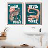 Tiger Wash Your Paws Crocodile Brush Your Teeth Bathroom Poster Fun Toilet Quote Canvas Printing Wall Art Funky Room Home Decor