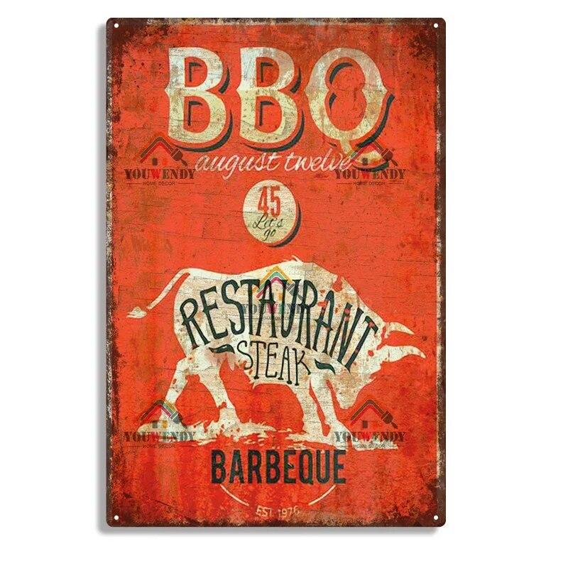 Hisun Tin Sign Retro DADS BBQ Metal Tin Signs Decorative Plaque Wall Decor for Barbecue Bar Pub Kitchen Party Zone Vintage Metal Plate