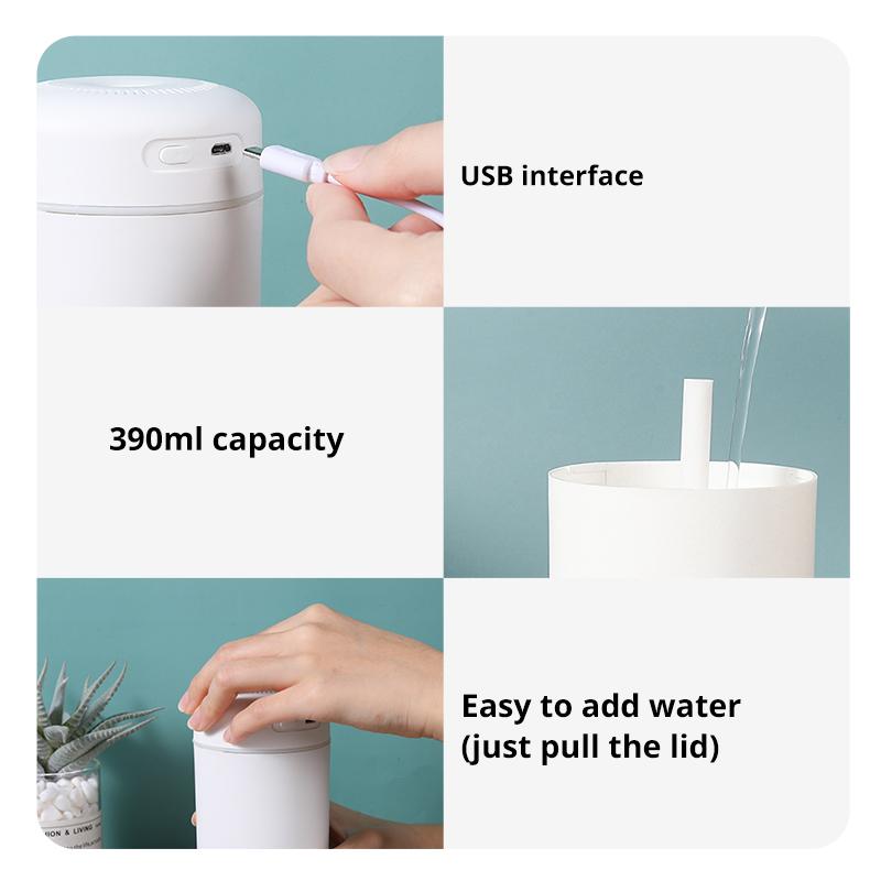 Xiaomi 1 Stück Tragbarer 390ml Luftbefeuchter Aromatherapie Humidificador Für Zuhause Auto USB Sprühgerät Mit LED Farbe Nachtlampe Reiniger