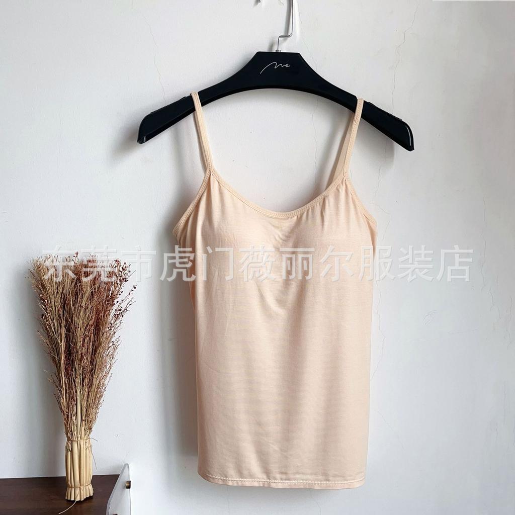 Summer Modal bra with chest pad, integrated inner tube top, thin chest wrapping and backing, beautiful back underwear, sling vest.