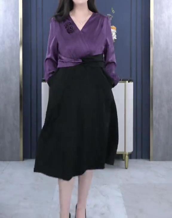 

Шелковое вечернее платье большого размера свободного кроя с присборенной талией, роскошное для вечеринки весной и летом 6XL (220-240jin) фиолетовый