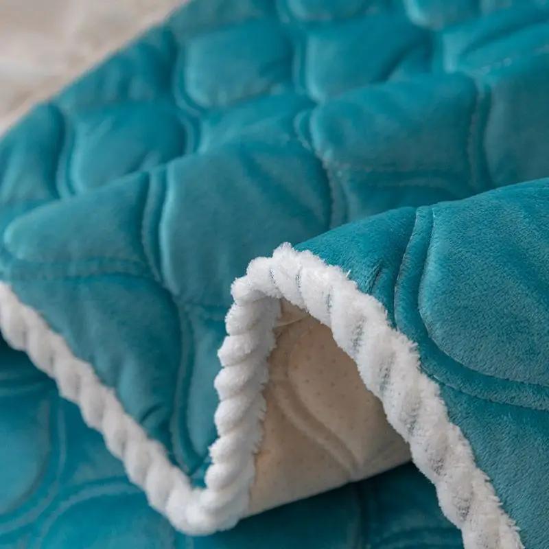 Lace Plush Sofa Cushion Winter Style Thickened Anti Slip Universal Cover Cloth Minimalist Modern Leather Backrest Towel Cover