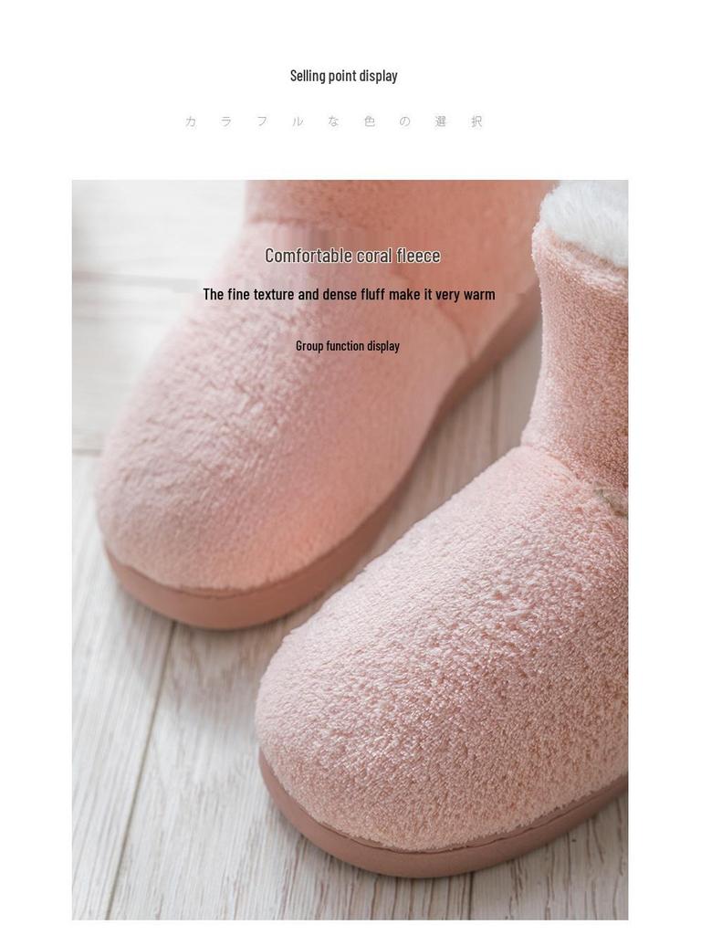 Lidani Women's Winter Postpartum Plush Cotton Slippers with Heel, Thick Sole Indoor Shoes, Fluffy for Couples.