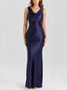 Haute Couture Elegant Satin Drape Neck Backless Dress