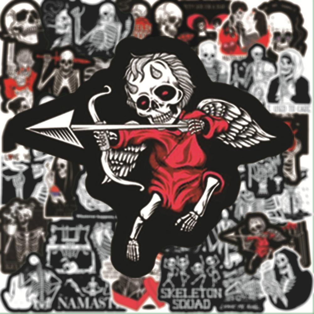 50/25 ks červených a černých samolepek Ghost Face Legrační horor samolepky Kytara Skateboard Halloween samolepky