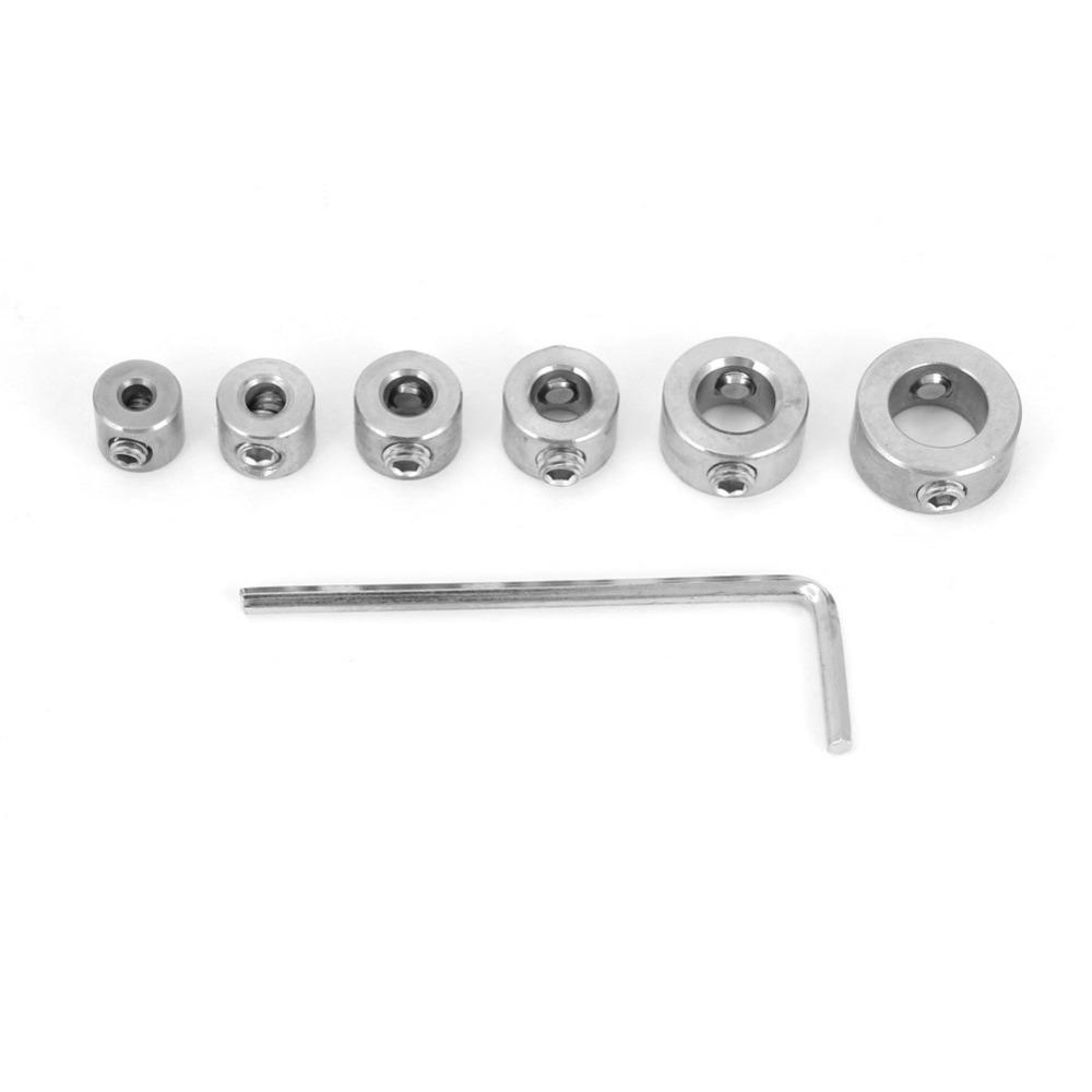 6 PCS 304 Stainless Steel Depth Stop 3/4/5/6/8/10mm Sizes Drilling Limit Ring For Drill Bits